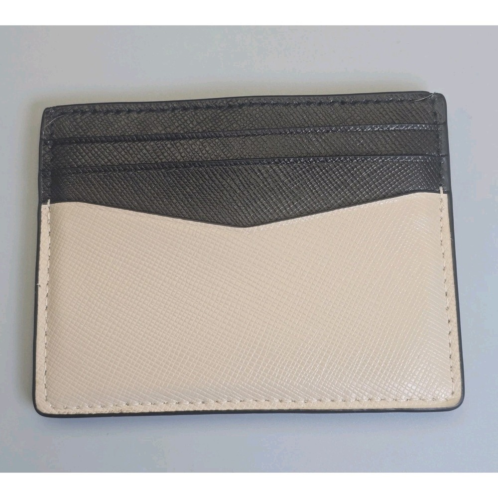 Kate Spade Staci Slim Card Holder Beige Black Colorblock Saffiano Leather - Picture 4 of 7